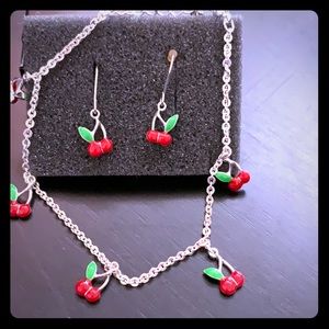 Cherry earrings and bracelet set